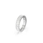 Matrix ring, Baguette cut, White, Silver-tone finish